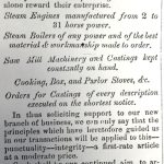 An 1855 ad announcing the Wentworth Foundry is in full operation and 'hereby solicit that patronage alone reward their enterprise'.