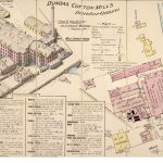 A detailed plan from 1880, outlining the building structure, purpose, materials and contents for the Cotton mills along Main St and Hamilton Road.