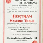 A 1916 ad for the John Bertram and Sons Co. and their Bertram Machine Tools.