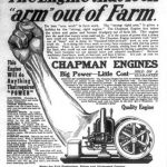 advertisement for Chapman Engines stating this is the engine that "took the arm out of farm".